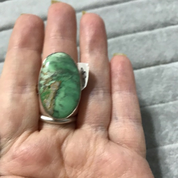 New Sterling Silver Large Oval Australian Variscite Ring Size 8 Gemstone Greens - Picture 8 of 16